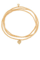 Heart Charm Beaded Bracelet, 14k Yellow Gold
